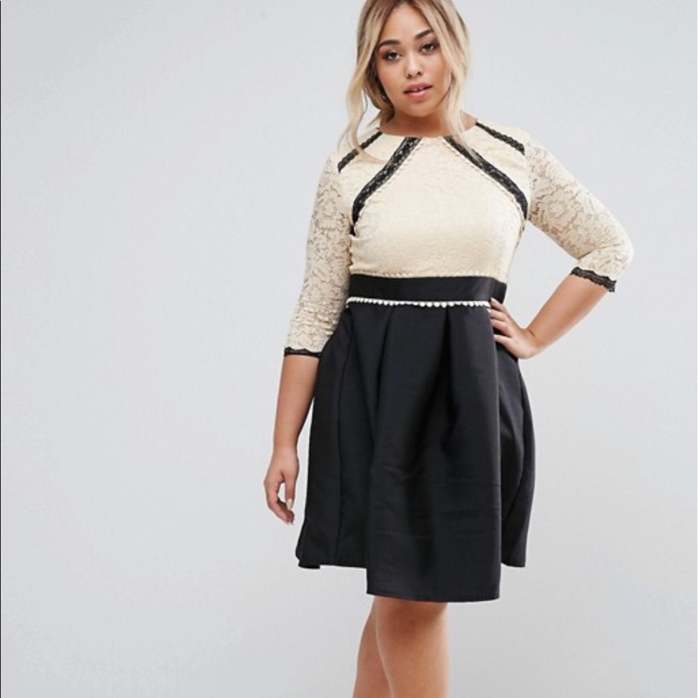 Little Mistress Plus 2 In 1 Lace Skater Dress